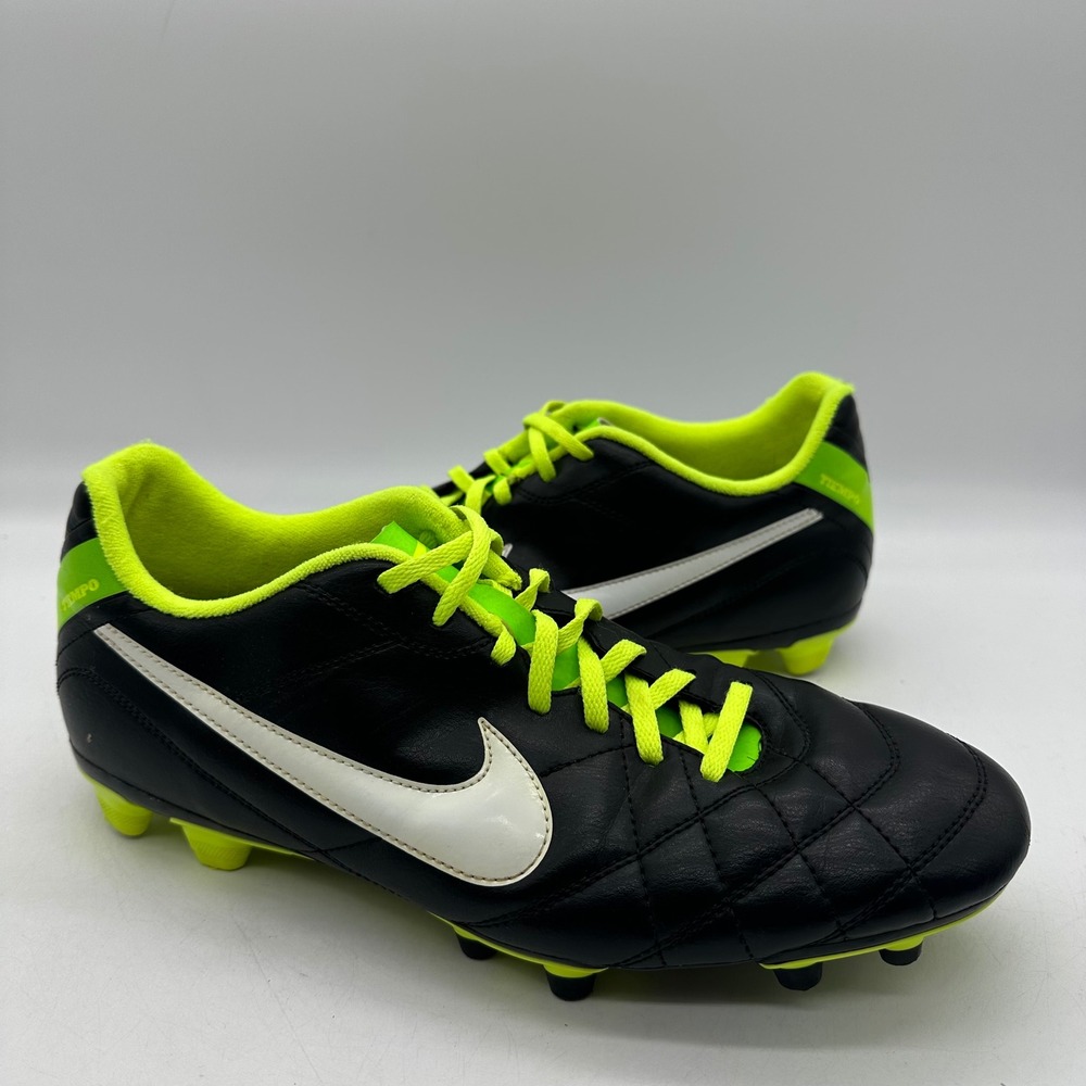 Nike 509038-013 Mens Size 12 Tiempo Natural IV FG Black/Green Soccer Cleats
